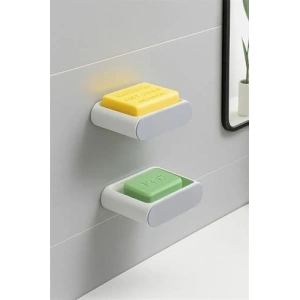 2li Yapışkanlı Sabunluk Seti, Duvara Monte, Beyaz