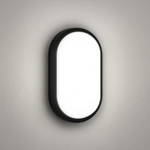 20W Oval Siyah LED Tavan ve Duvar Lambası - Su Geçirmez Aydınlatma