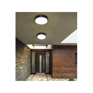 20W Yuvarlak Siyah Banyo Tavan Lambası, 6400K Beyaz LED Işık