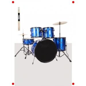 22 Akustik Davul Seti - Mavi (5 Parça)