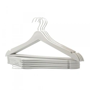 24 Adet Beyaz Ahşap Görünümlü Plastik Kıyafet Askısı