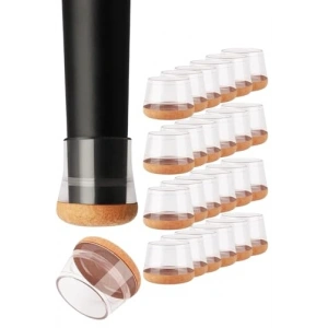 24 Adet Yuvarlak Sandalye Papucu - 2.3-2.7 cm Şeffaf Silikon