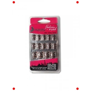 24lü Gümüş Leopar Desenli Takma Tırnak Seti