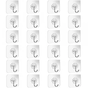 24 Paket Yapışkanlı Duvar Kancaları, Banyo ve Mutfak İçin Kullanım
