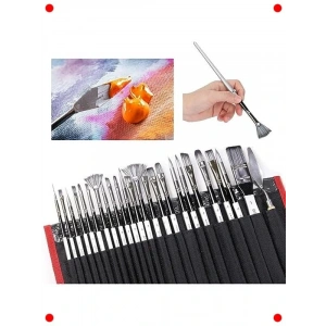 24 Parça Profesyonel Sanat Fırçası Seti - Seyahat Çantalı