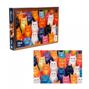 250 Parça Kedi Temalı Puzzle, Eğlenceli Aktivite