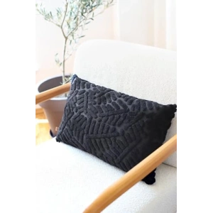 28x50 cm Siyah Jakarlı Kırlent, Orman Temalı