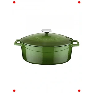 29 cm Oval Döküm Tencere - 4.67 L, Yeşil
