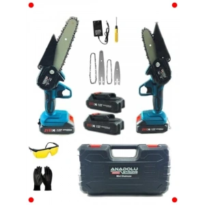 2x Akü Çantalı Şarjlı Dal Kesme Budama Testere Uzun Pala
