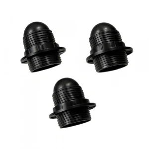 3 Adet E27 Siyah İtalyan Avize Abajur Duyu | Vidalı Bakalit Ampul Duyu | Stant E27 Duy | Avize, Armatür, Sarkıt ve Halat Aydınlatma Uyumlu Örgün