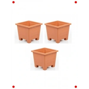 3 Adet Küçük Plastik Saksı Seti - 0,6 L, Kiret