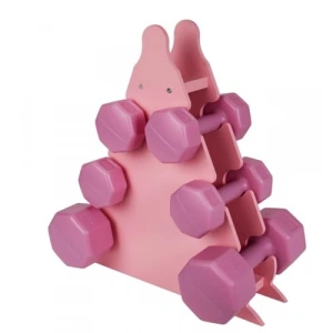 3 Adet Pembe Dambıl Seti ve Stand, 1-2-3 Kg Ağırlıklar