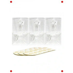 3 Adet Şeffaf Çıkarılabilir Yapışkanlı Kanca - Siyah