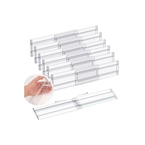 3 Adet Şeffaf Teleskopik Çekmece Bölücü, Ayarlanabilir Boyut
