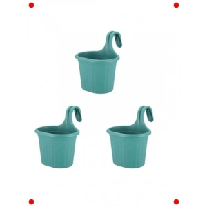 3 Adet Yeşil Askılı Balkon Saksısı 22.2 cm 3 Litre