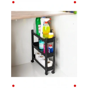 3 Katlı Tekerlekli Çok Amaçlı Banyo Rafı