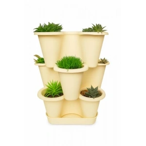 3 katlı yonca tasarımlı saksı seti, 26.5 x 26.5 cm