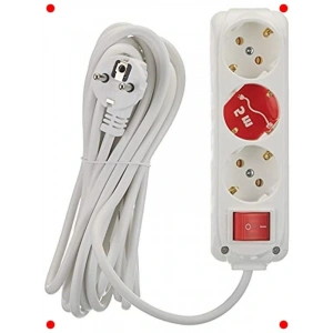 3lü Anahtarlı Topraklı Priz - 5 Metre Kablo