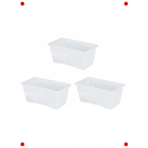 3lü Beyaz Dayanıklı Plastik Saksı Seti 20x10x17 cm