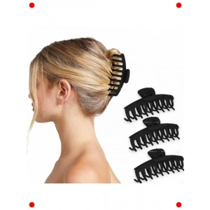 3lü Büyük Boy Siyah Kaydırmaz Mandal Toka Seti