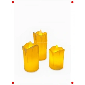 3lü  Dekoratif Elektronik Mum Seti - Farklı Boylar