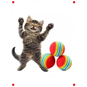 3lü Gökkuşağı Sünger Oyun Topu - Evcil Hayvan (4.2 cm)