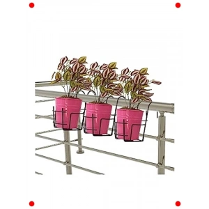 3lü Metal Yuvarlak Balkon Askılı Saksı Seti