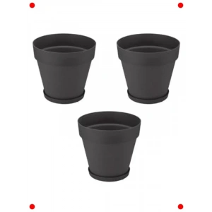 3lü Modern Saksı Seti, Antrasit, Alt Sulamalı