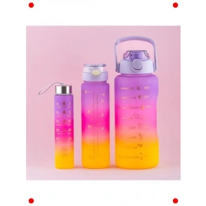 3lü Motivasyonel Kokusuz Su Şişesi Seti - Lila