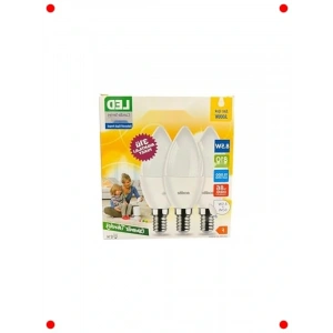 3lü Paket E14 8.5W  Mum Ampul, 3000K Sarı Işık