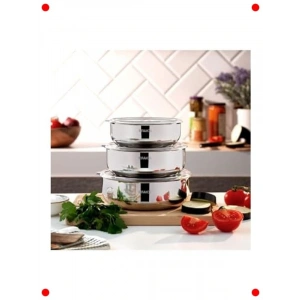 3lü Paslanmaz Çelik Saklama Kabı Seti (16-18-20 cm)