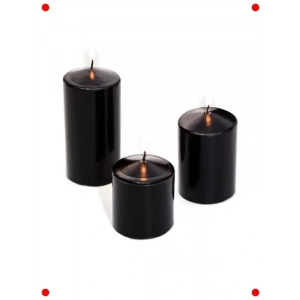 3lü Siyah Silindir Mum Seti - Farklı Boyutlar