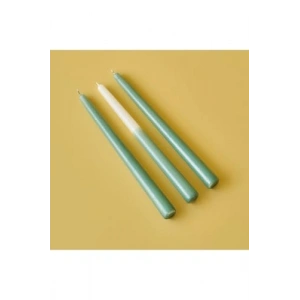 3lü Yeşil Mum Şamdan, 25x2 cm Ölçüsünde Şık Tasarım