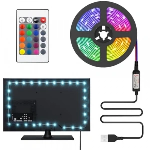 3 Metre Uzunluğunda RGB Şerit LED Işık Seti, Kumandalı