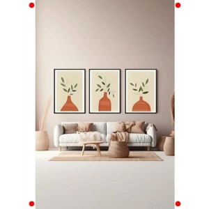 3 Parça Çerçeveli MDF Duvar Tablo Seti