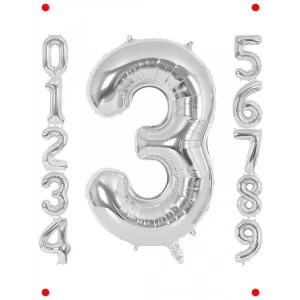 3 Rakam Gümüş Doğum Günü Balonu 102cm