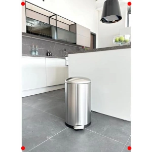 30 Litre Bombe Kapaklı Çelik Çöp Kovası - Fırçalı