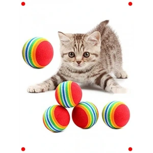 3lü Gökkuşağı Sünger Kedi Köpek Çiğneme Topu 4,2 cm