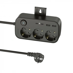 3’lü Priz + 4 USB (2 Type-C + 2 USB-A) Çoklayıcı | Duvara Monte Edilebilir, Aç/Kapa Anahtarı, Akım & Kısa Devre Koruma, Yüksek Güç Destekli Çoklu Priz