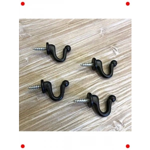 4 Adet Siyah Metal Kanca Askı Seti