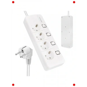 4lü Akım Korumalı Grup Priz - Anahtarlı, 1.5m Kablo
