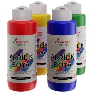 4lü Ana Renkler Akrilik Boya Seti, 120 ml