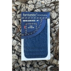 4lü Paket Kot Arma Yaması - Denim Onarım Seti, İndigo