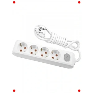 4lü Topraklı Grup Priz - 1 Metre Kablolu, Çocuk Korumalı