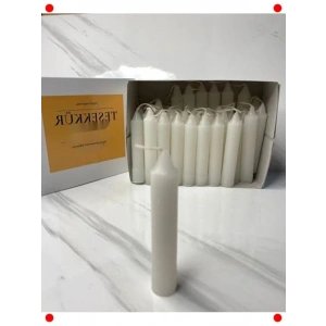 40 Adet Kısa Boy Beyaz Bakkal Mumu 10 cm