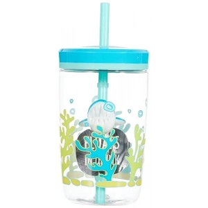 470 mL Mavi Tritan Bardak, Pipetli ve Yüzen Tasarım