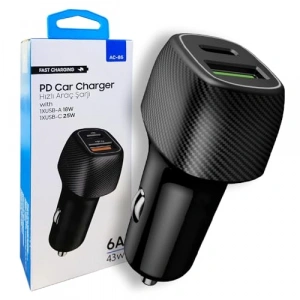 48 Watt 6A Hızlı Araç Şarj Aleti, Type C Girişli