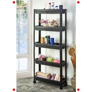 5 Katlı Tekerlekli Organizer Raf, Siyah