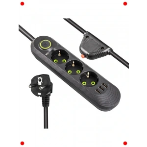 5li Akım Korumalı Priz - 3 USB, 1.5m Kablo, Çocuk Korumalı