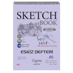 50 Yapraklı B5 Spiralli Eskiz Defteri, 120 gr Kalite